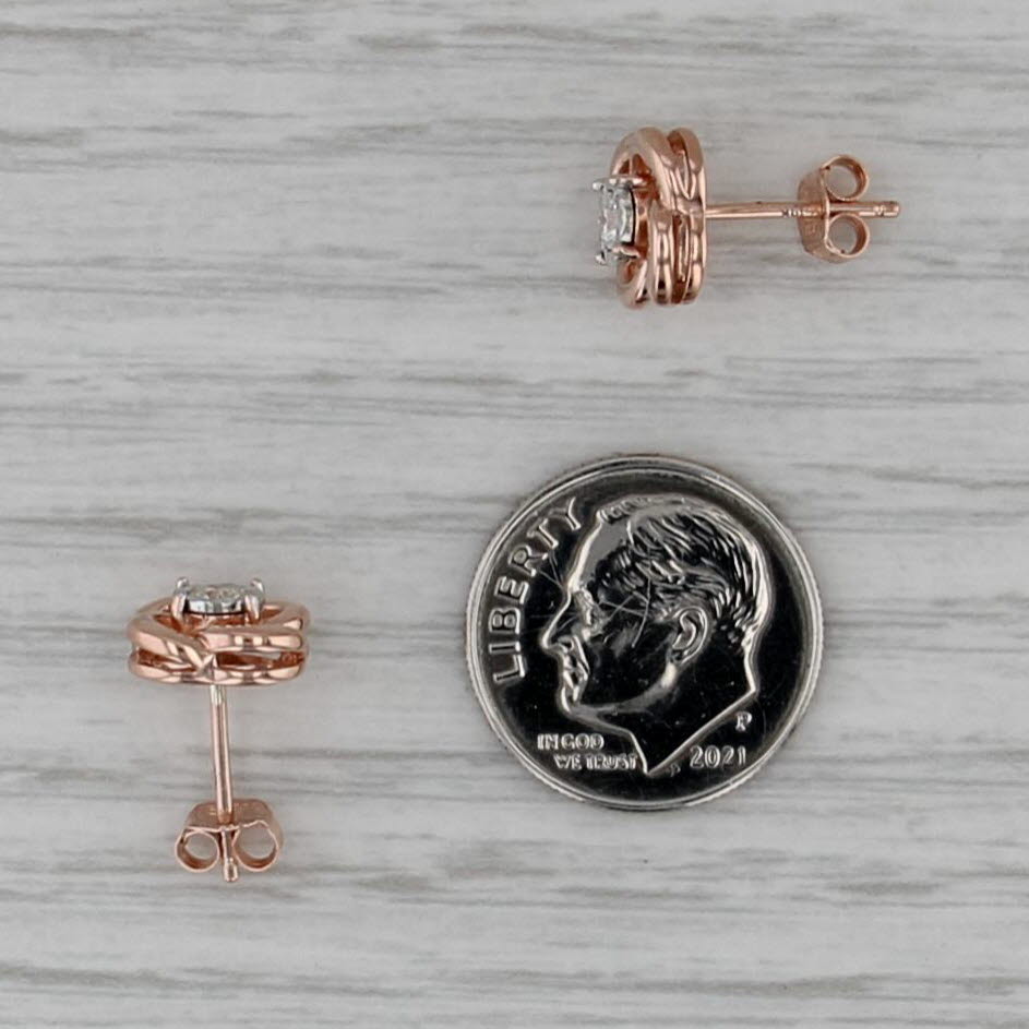 0.20ctw Round Diamond Flower Stud Earrings 10k Rose Gold Studs