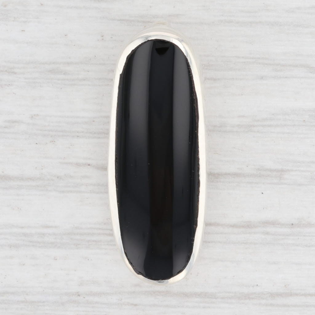 New Onyx Drop Pendant Sterling Silver 925 Oval Solitaire