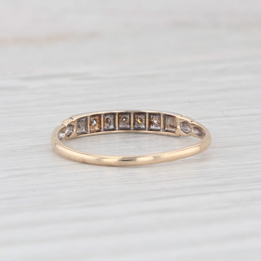 Light Gray Vintage Diamond Wedding Band 14K Gold Size 6 Ring Stackable