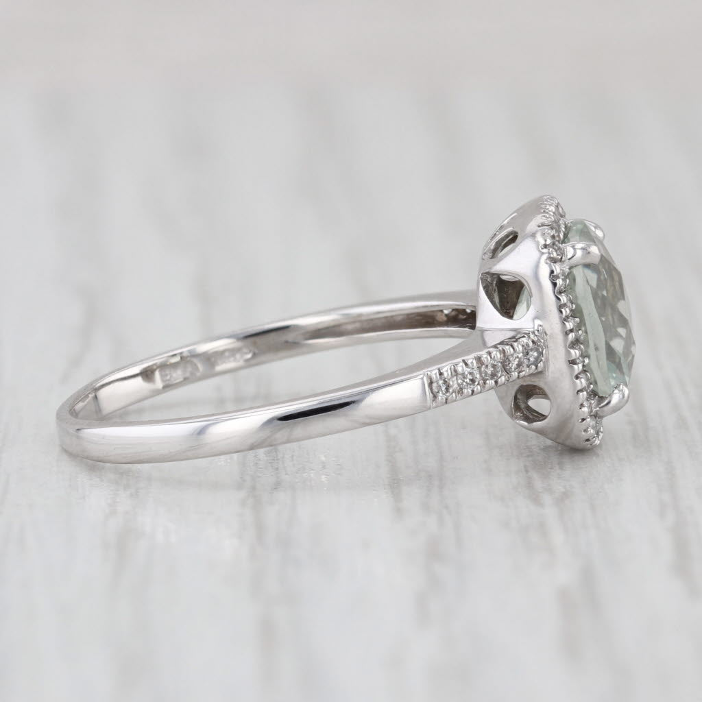 2.20ctw Praisilite Green Amethyst Diamond Halo Ring 14k White Gold Size 8.5