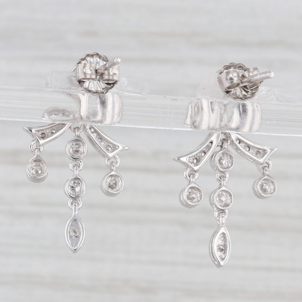 Light Gray 0.25ctw Diamond Bow Drop Earrings 14k White Gold
