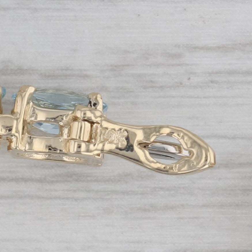 Gray 17ctw Aquamarine Tennis Bracelet 14k Yellow Gold 7" 5.7mm