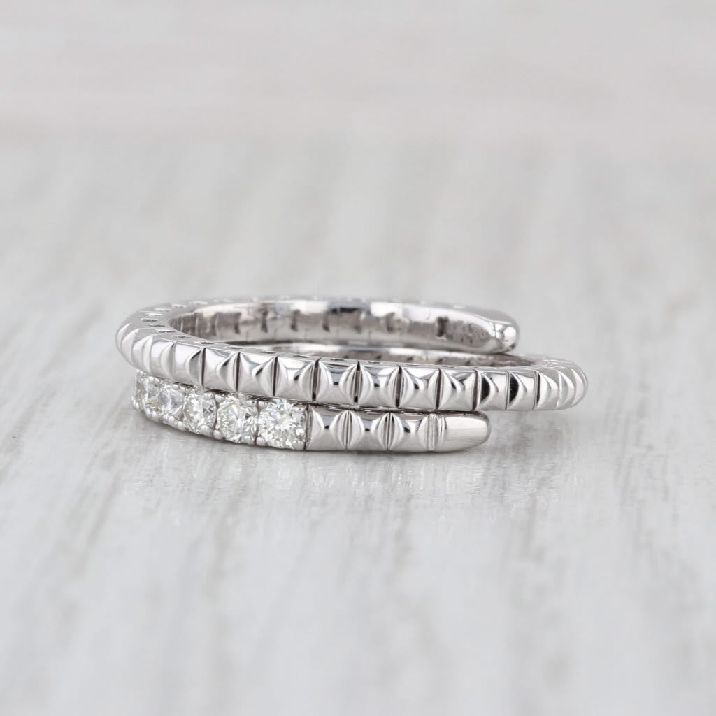 New 0.50ctw Diamond Bypass Wedding Band 14k White Gold Stackable Adjustable Ring