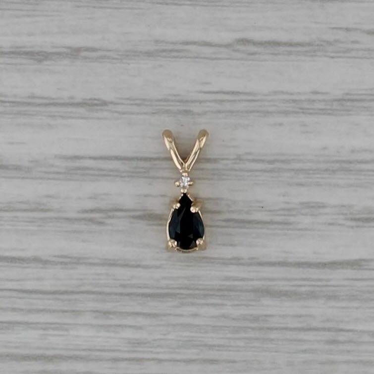 0.40ct Pear Sapphire Solitaire Pendant 14k Yellow Gold Small Teardrop
