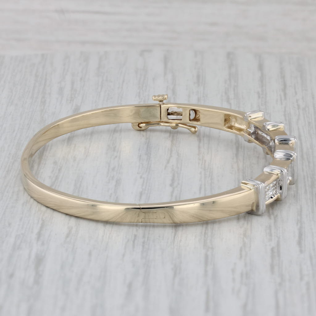 Gray 1.65ctw Diamond Bangle Bracelet 14k Yellow White Gold 6.5"