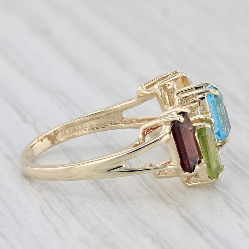 Light Gray 3.22ctw Gemstone Ring 10k Gold Size 7.25 Garnet Peridot Topaz Citrine Amethyst