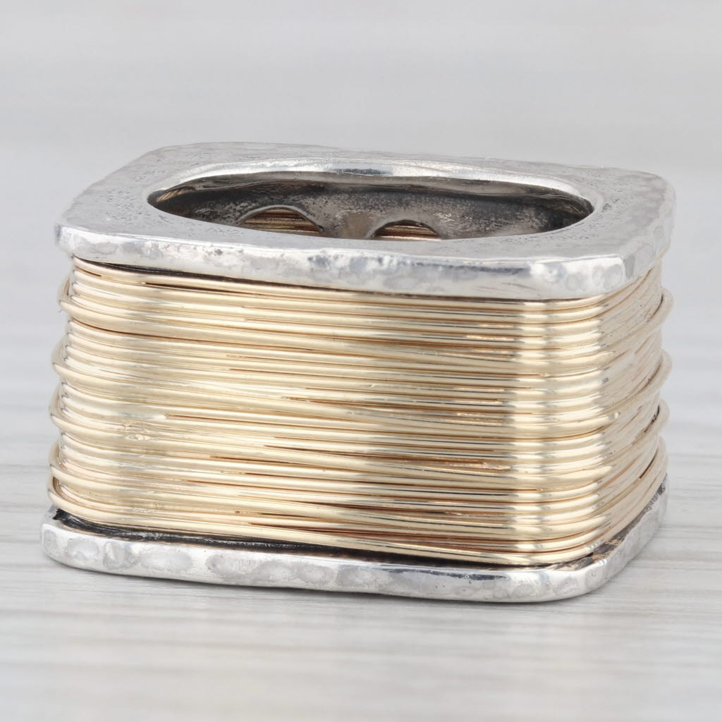 Light Gray Gold Wire Wrapped Ring Sterling Silver 14k Yellow Gold Size 7 Band Noy Li