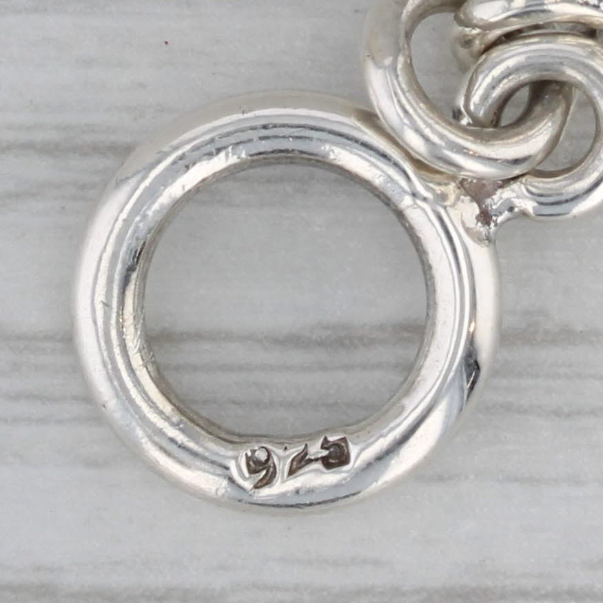 Gray Circle Link Statement Bracelet Sterling Silver 7" 16mm