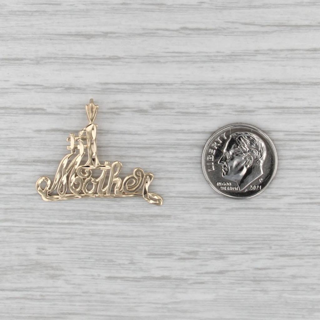 #1 Mother Pendant 14k Yellow Gold Gift Keepsake