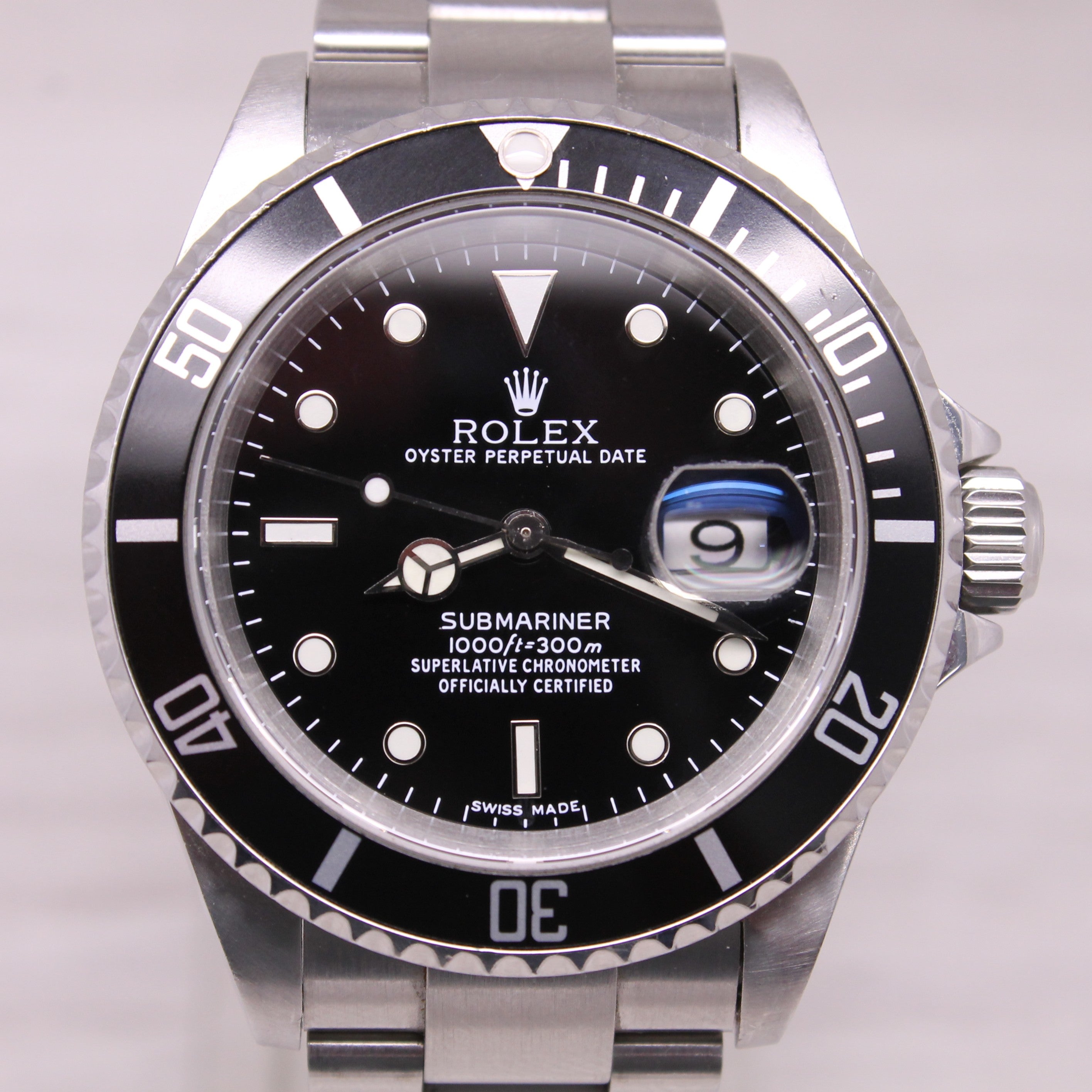 Rolex Submariner 16610T Mens 40mm Steel Automatic Divers Watch No Holes D Serial