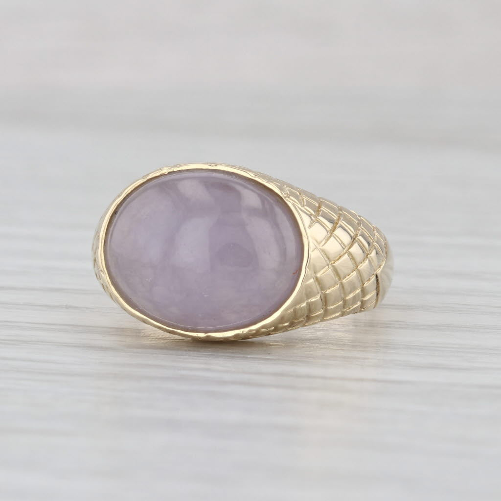 Lavender Jadeite Jade Cabochon Ring 14k Yellow Gold Size 7-7.25