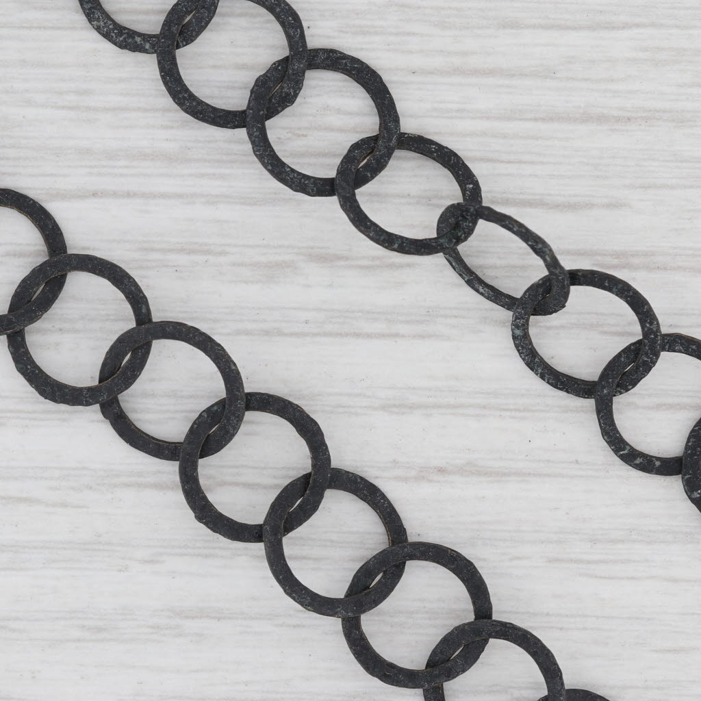 New Nina Wynn Moon Necklace Circle Chain Toggle Clasp Oxidized Sterling 44"