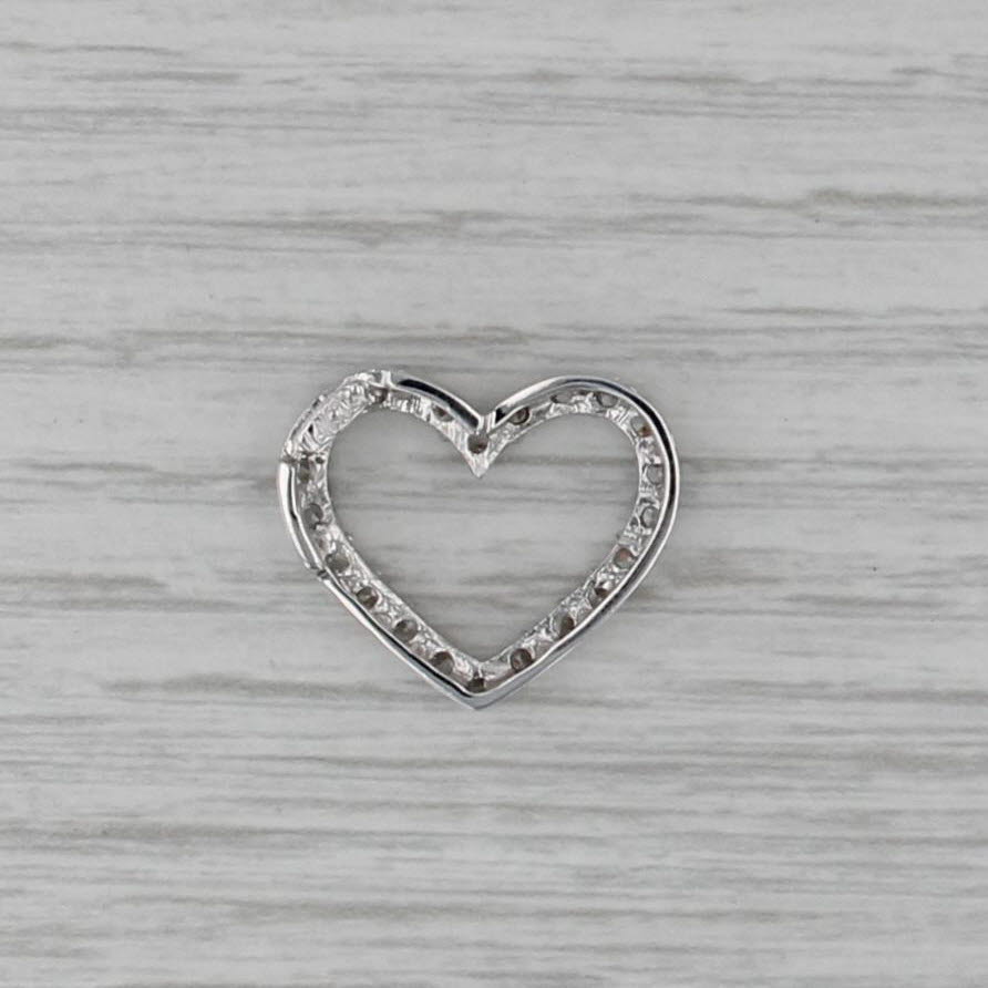 0.49ctw Cubic Zirconia Open Heart Pendant 14k White Gold Floating Drop
