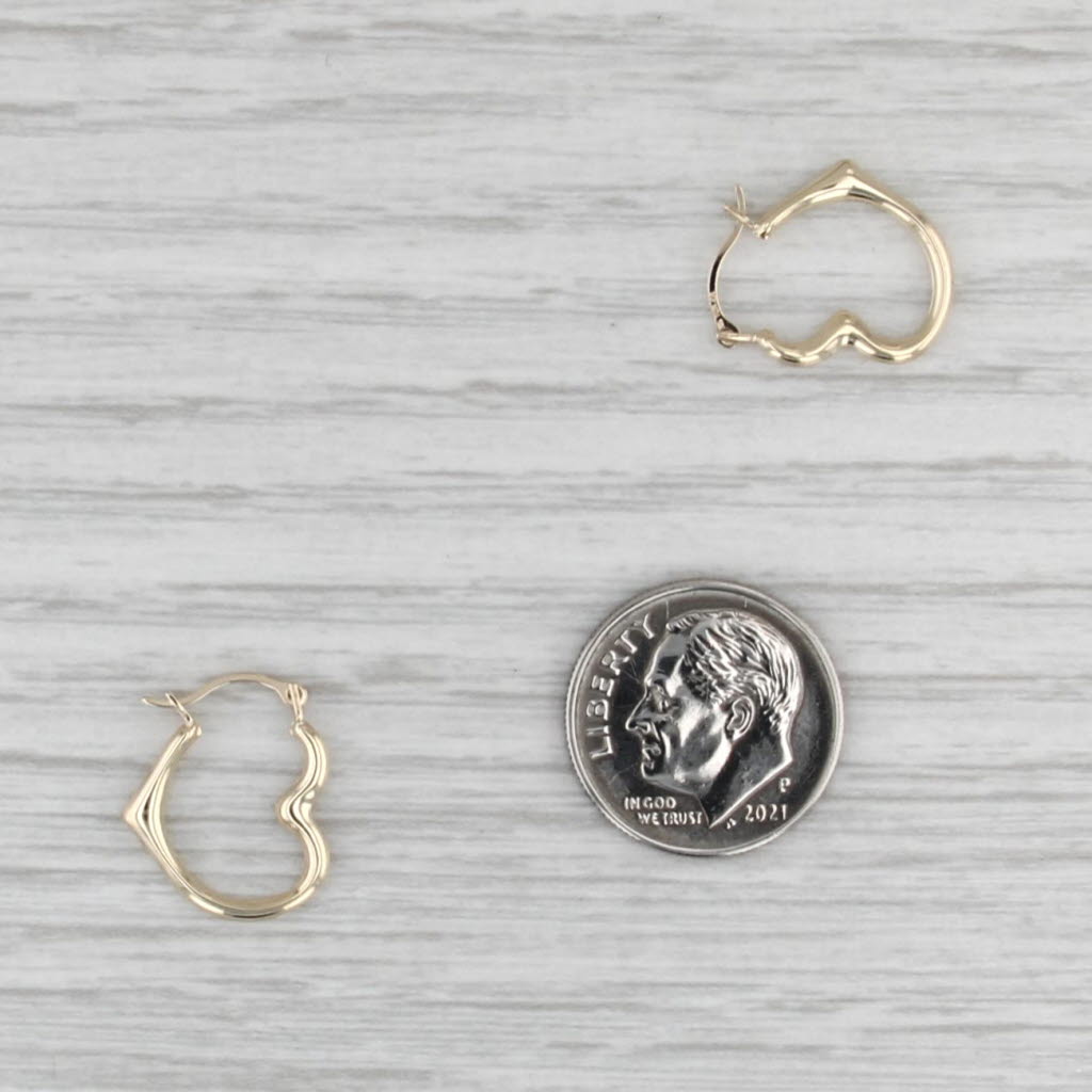 Open Heart Hoop Earrings 10k Yellow Gold Snap Top Post Hoops