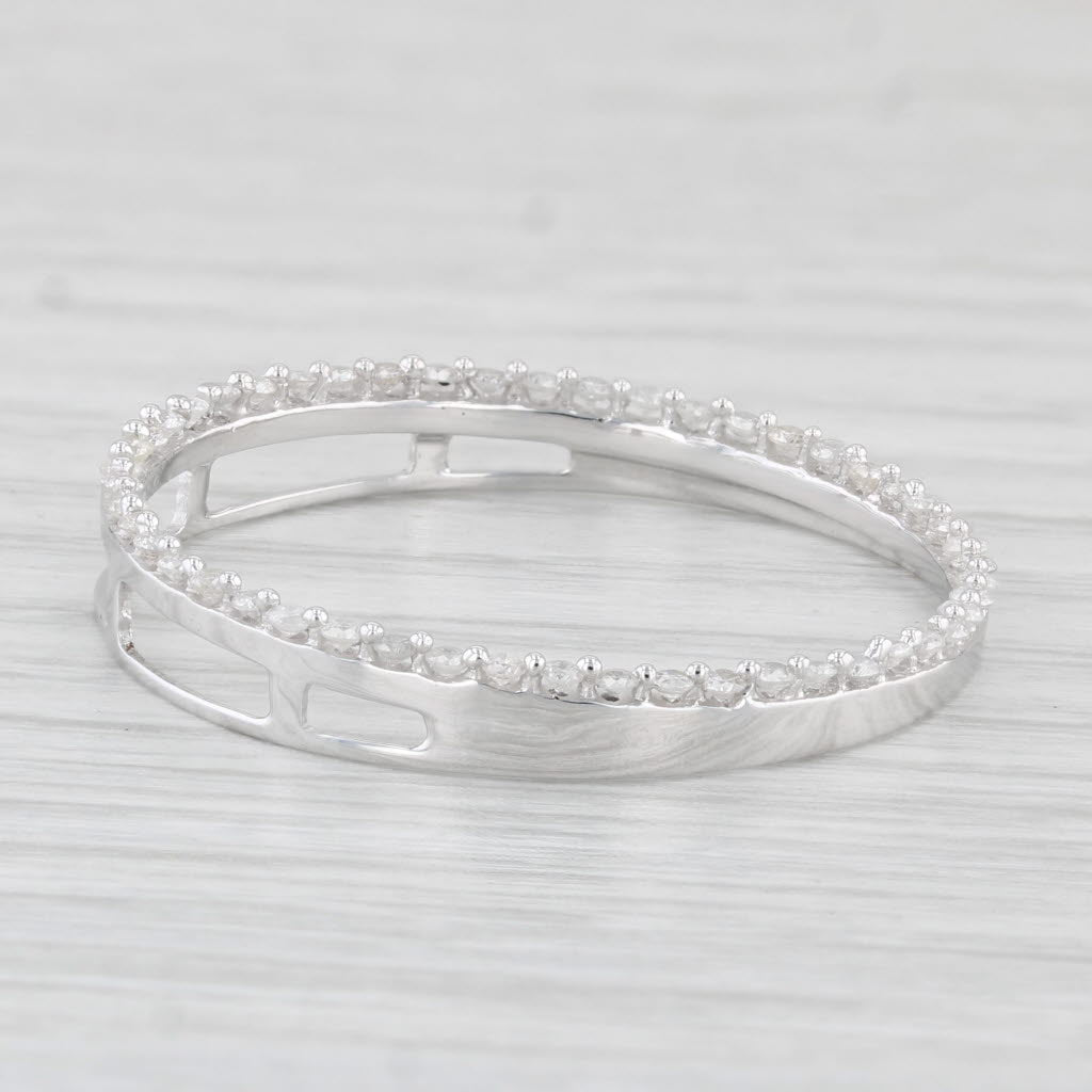 Light Gray 0.47ctw Diamond Eternity Circle Pendant 14k White Gold Floating Drop
