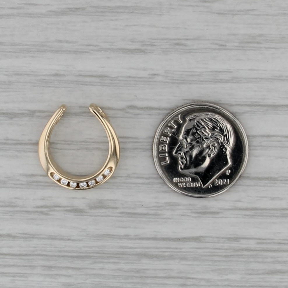 Diamond Horseshoe Pendant 14k Yellow Gold Small Floating Drop