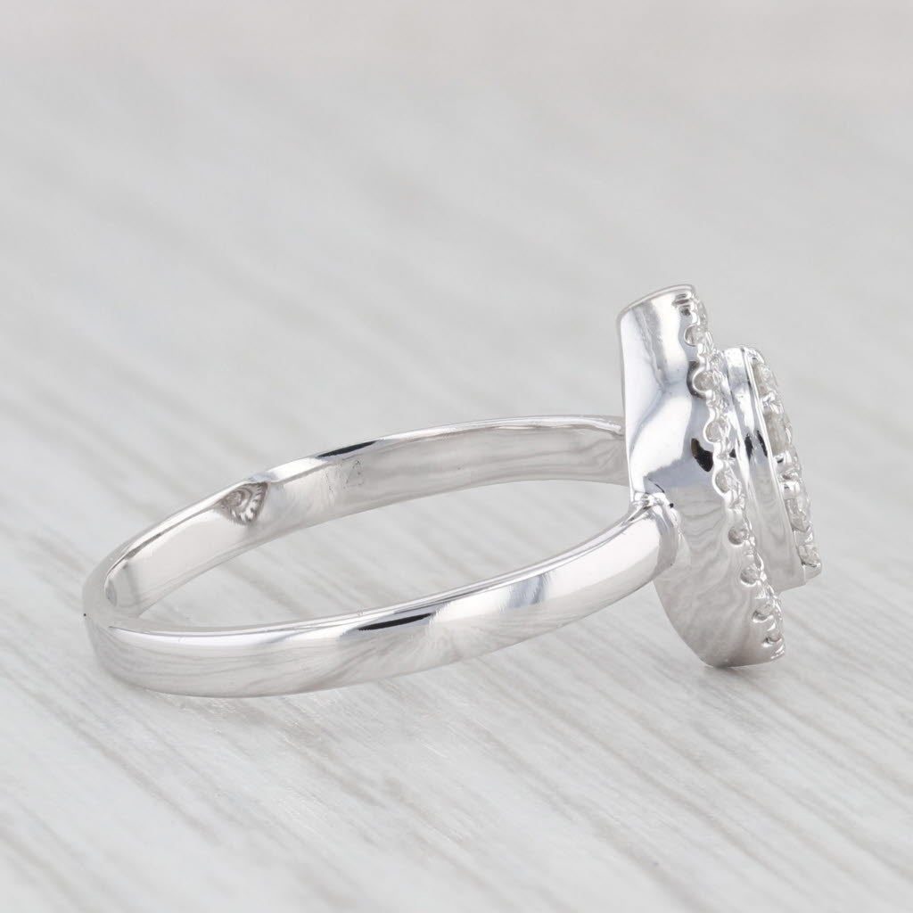 Light Gray 0.23ctw Pave Diamond Cluster Halo Ring 10k White Gold Size 6.75