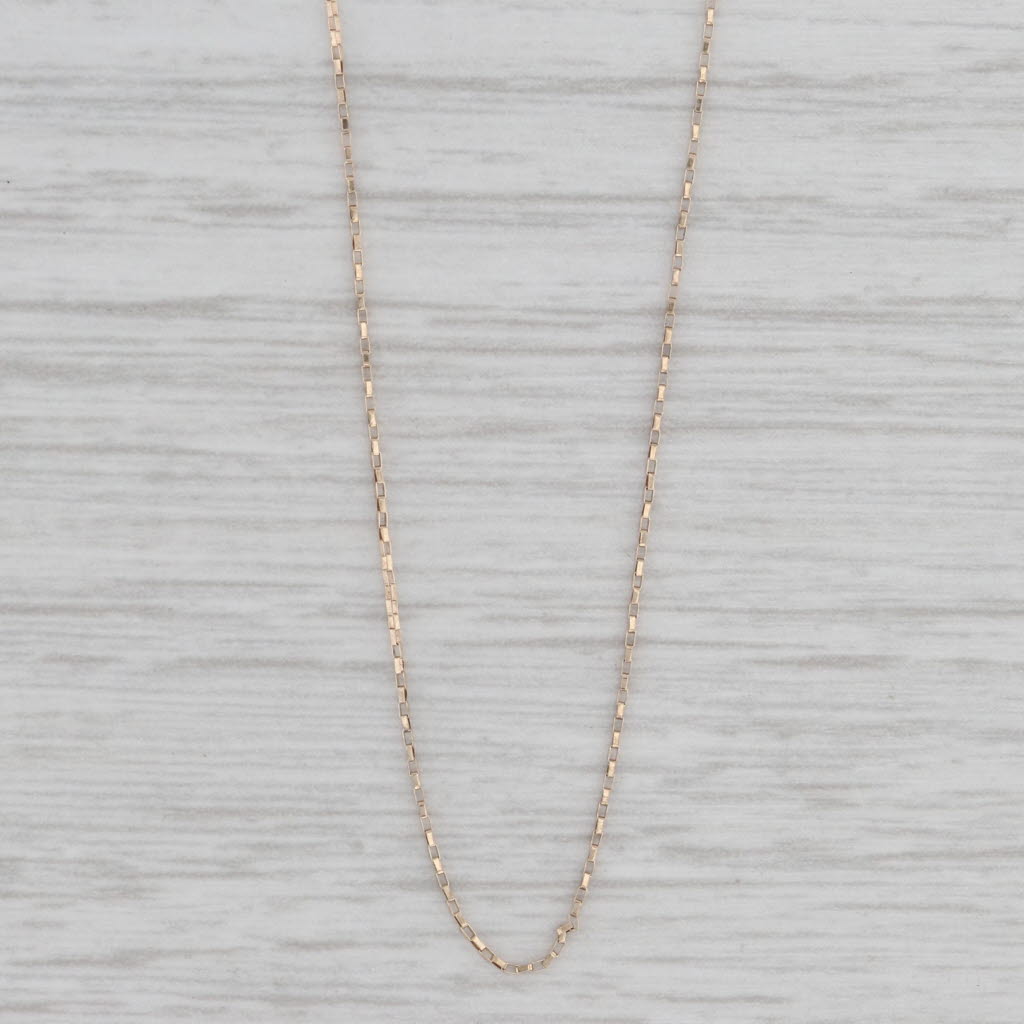 Gray Fine Elongated Box Chain Necklace 10k Yellow Gold 18" 0.7mm