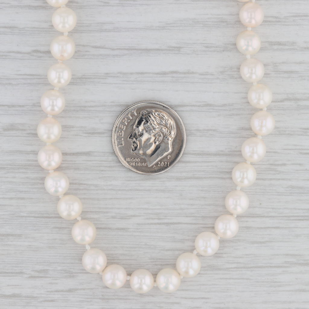 Gray Cultured Pearl Bead Strand Necklace 14k Yellow Gold Clasp 18.5"