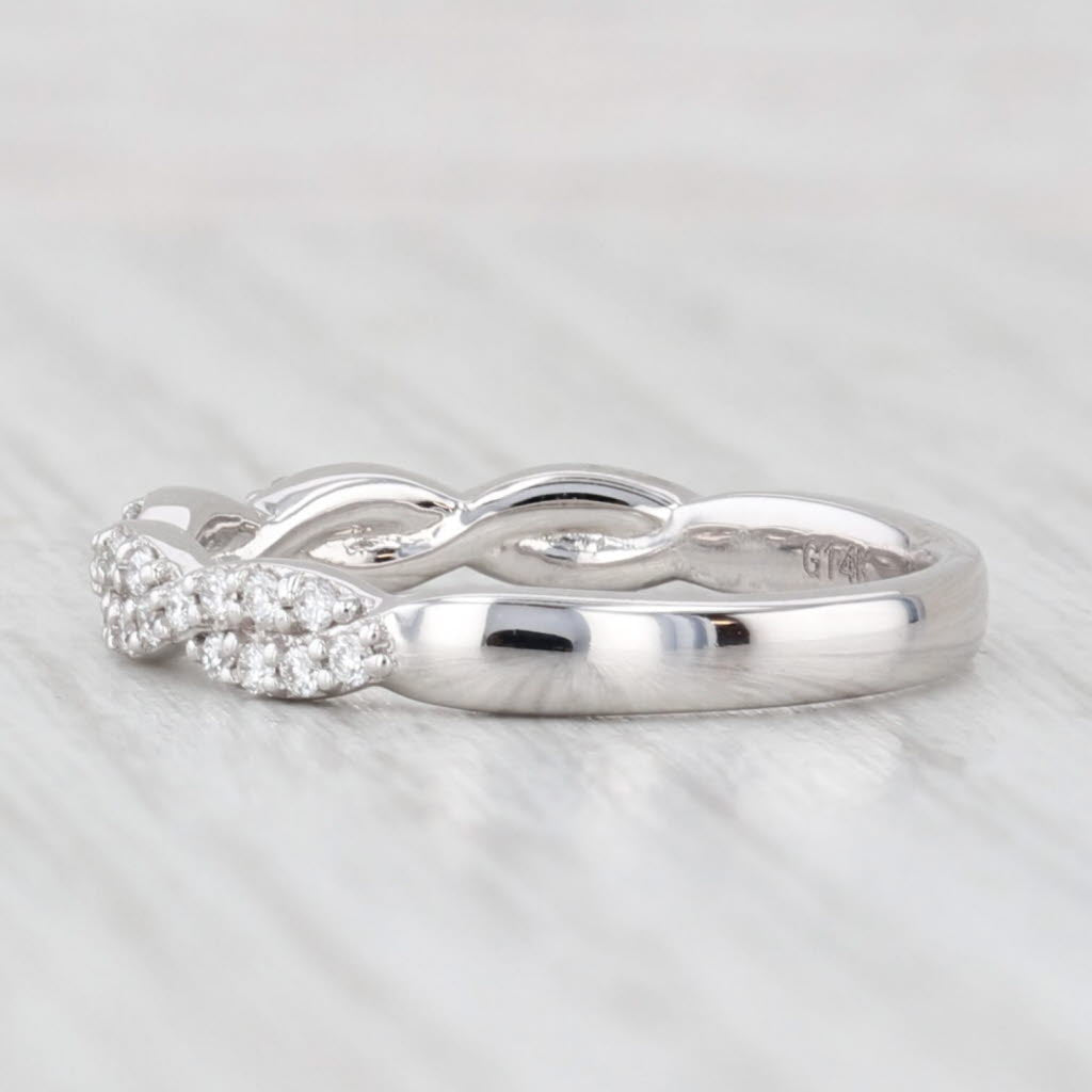 Light Gray New 0.23ctw Diamond Woven Ring 14k White Gold Wedding Band Stackable Size 5.75-6