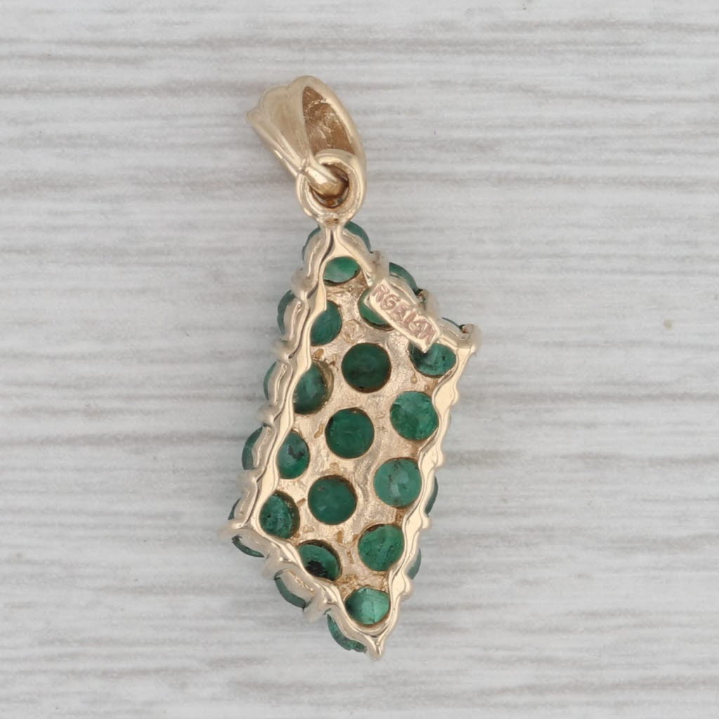Gray 1.20ctw Emerald Cluster Drop Pendant 14k Yellow Gold