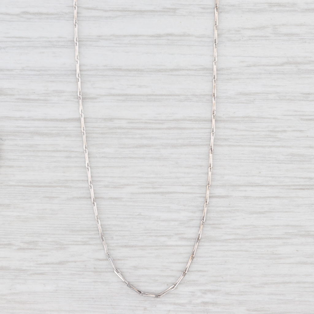 Light Gray 18" 1mm Bar Link Chain Necklace 14k White Gold