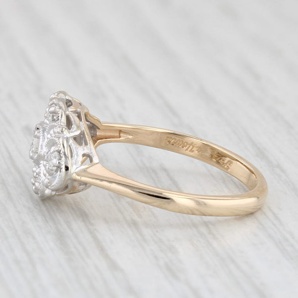 Vintage 0.21ctw Diamond Princess Ring 14k White Yellow Gold Size 7.25