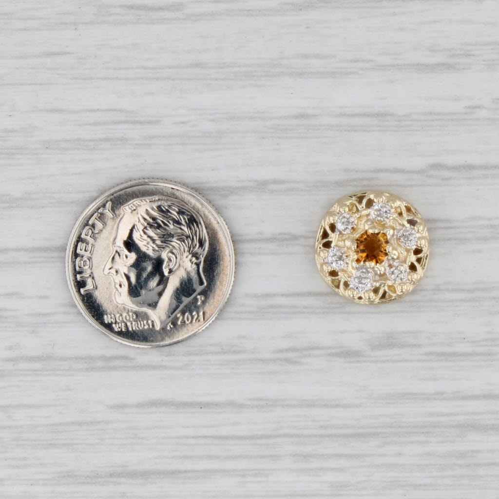 Light Gray OMG 0.20ctw Citrine Slide Bracelet Charm 14k Yellow Gold Diamond Accents Vintage