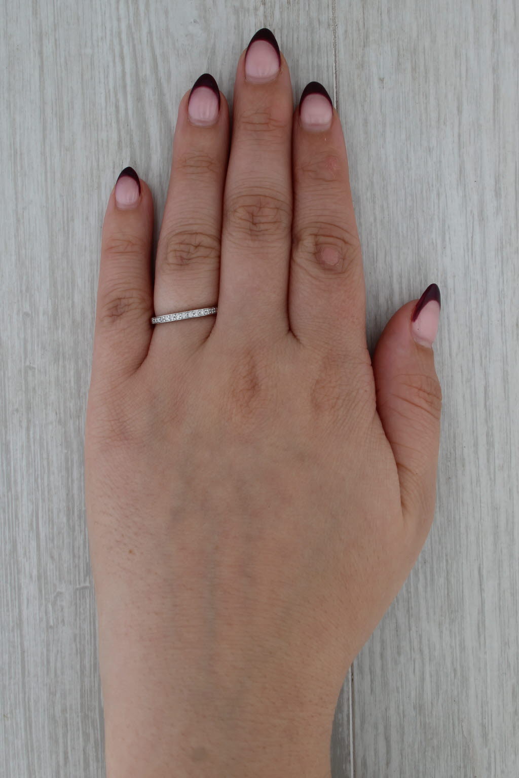 Diamond Wedding Ring 10k White Gold Size 6.75 Stackable Band