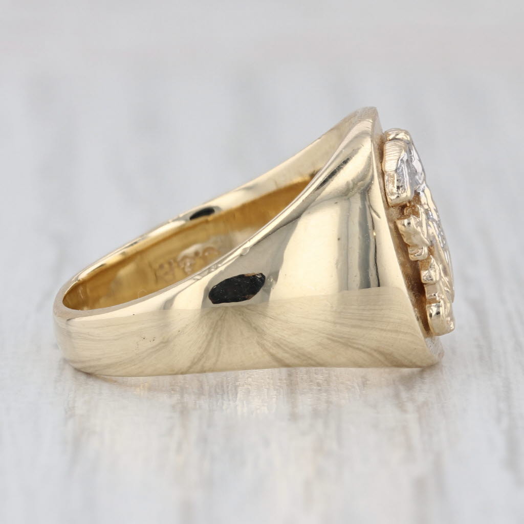 US Navy Signet Ring 10k Yellow White Gold Size 8-8.25 Vintage Military