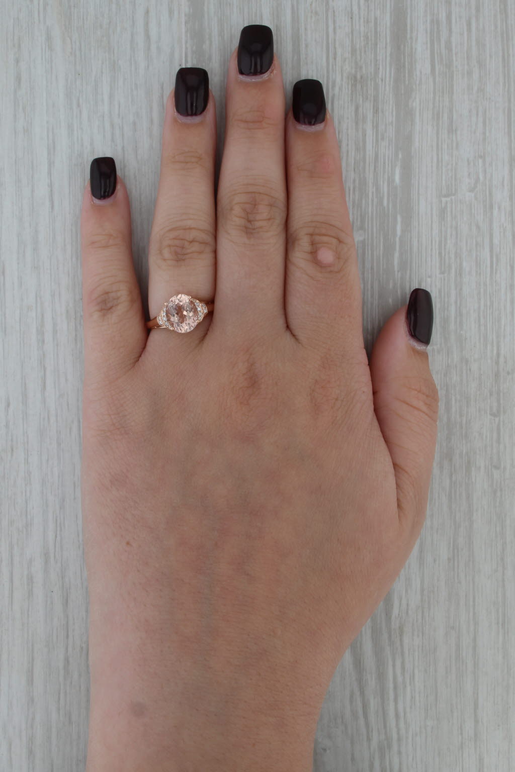 2.57ctw Morganite Diamond Ring 10k Rose Gold Size 7.25 Engagement