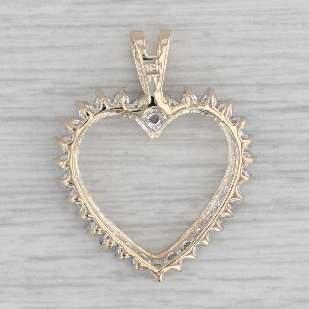 Gray 0.40ctw Diamond Open Heart Pendant 10k Yellow Gold