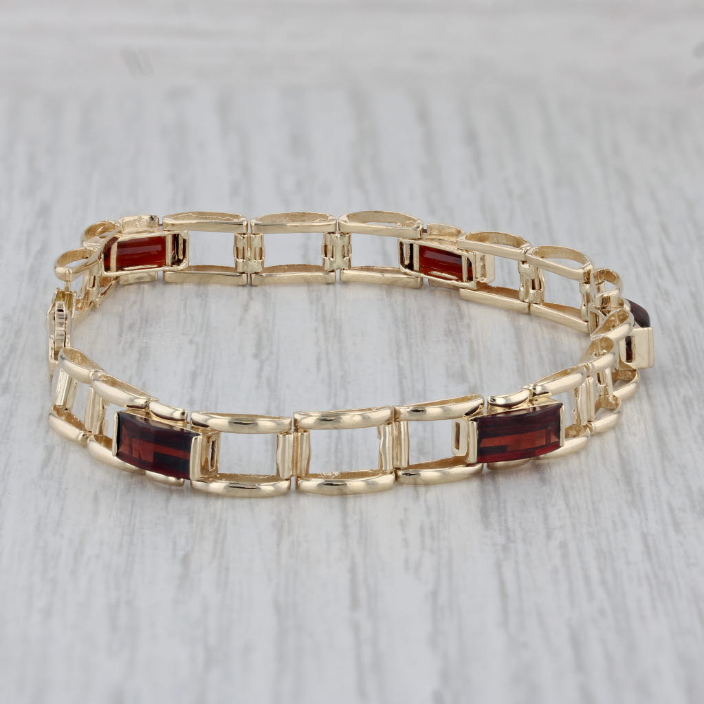 Gray 5.20ctw Garnet Bracelet 14k Yellow Gold 7" 7mm