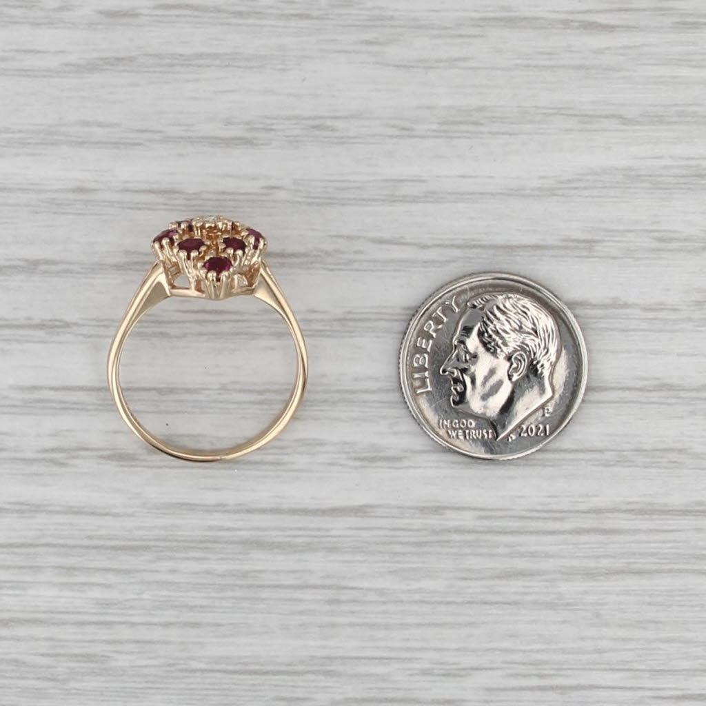 0.64ctw Ruby Diamond Cocktail Ring 14k Yellow Gold Size 6.25