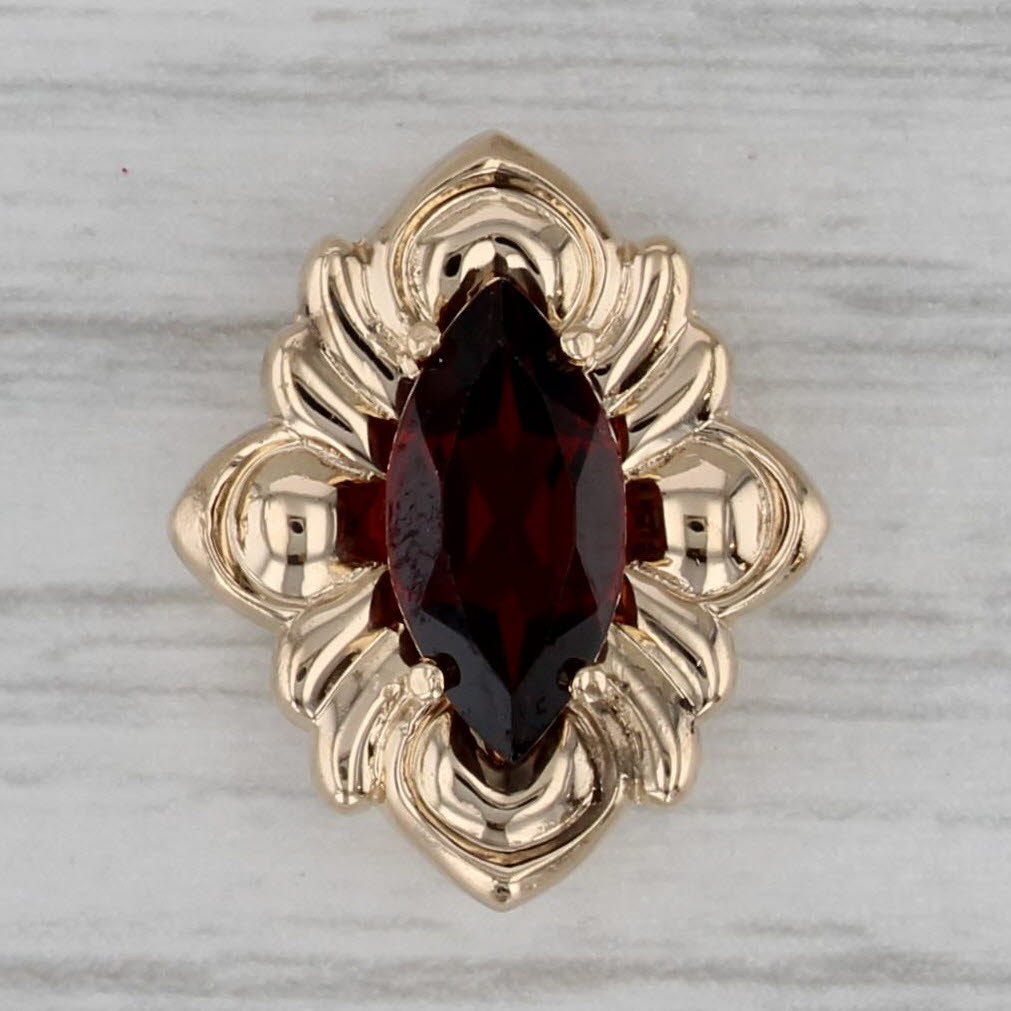 Gray 1.30ct Marquise Garnet Solitaire Slide Bracelet Charm 14k Yellow Gold Vintage B