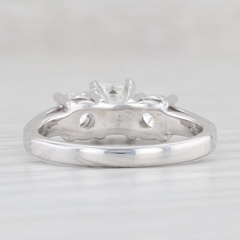 Light Gray 1.14ctw Emerald Cut Diamond Engagement Ring 14k White Gold 3-Stone Size 6.5