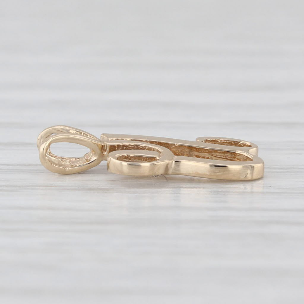 Scripted Letter U Pendant 14k Yellow Gold Small Initial Drop