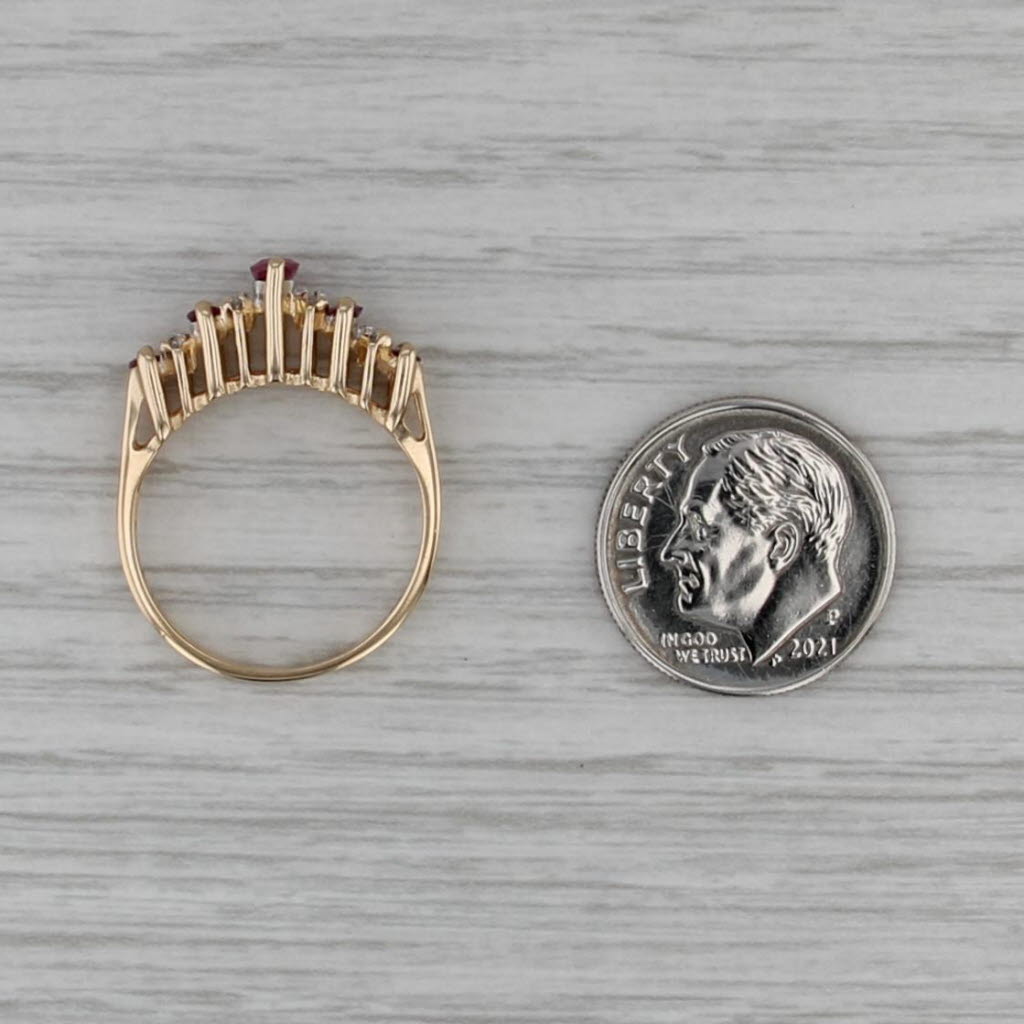 0.70ctw Tiered Ruby Diamond Pyramid Ring 14k Yellow Gold Size 6.25 Stackable