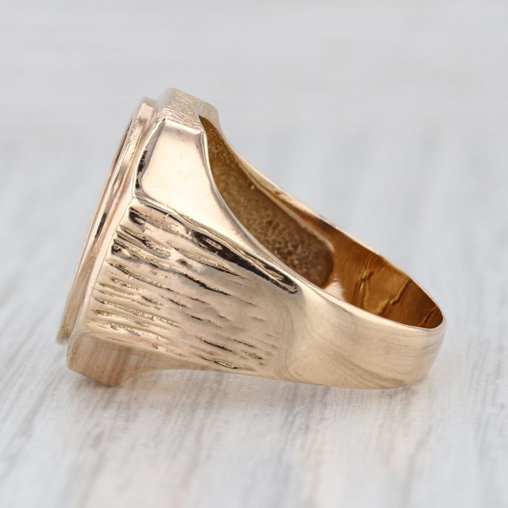 1984 1/10 oz Krugerand South African Coin Ring 14k 22k Yellow Gold Size 10.25