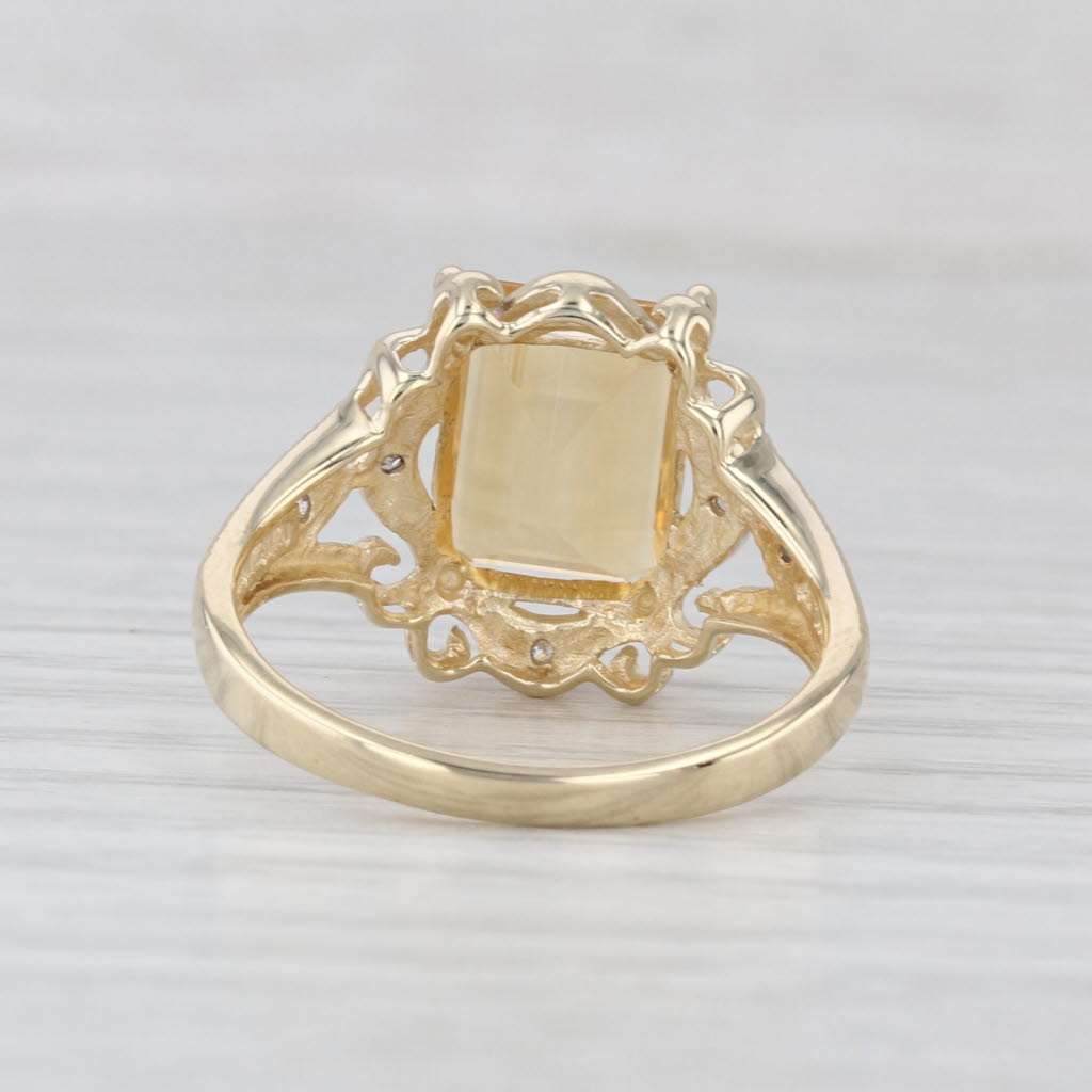 4.28ctw Yellow Citrine Diamond Halo Ring 10k Yellow Gold Size 8
