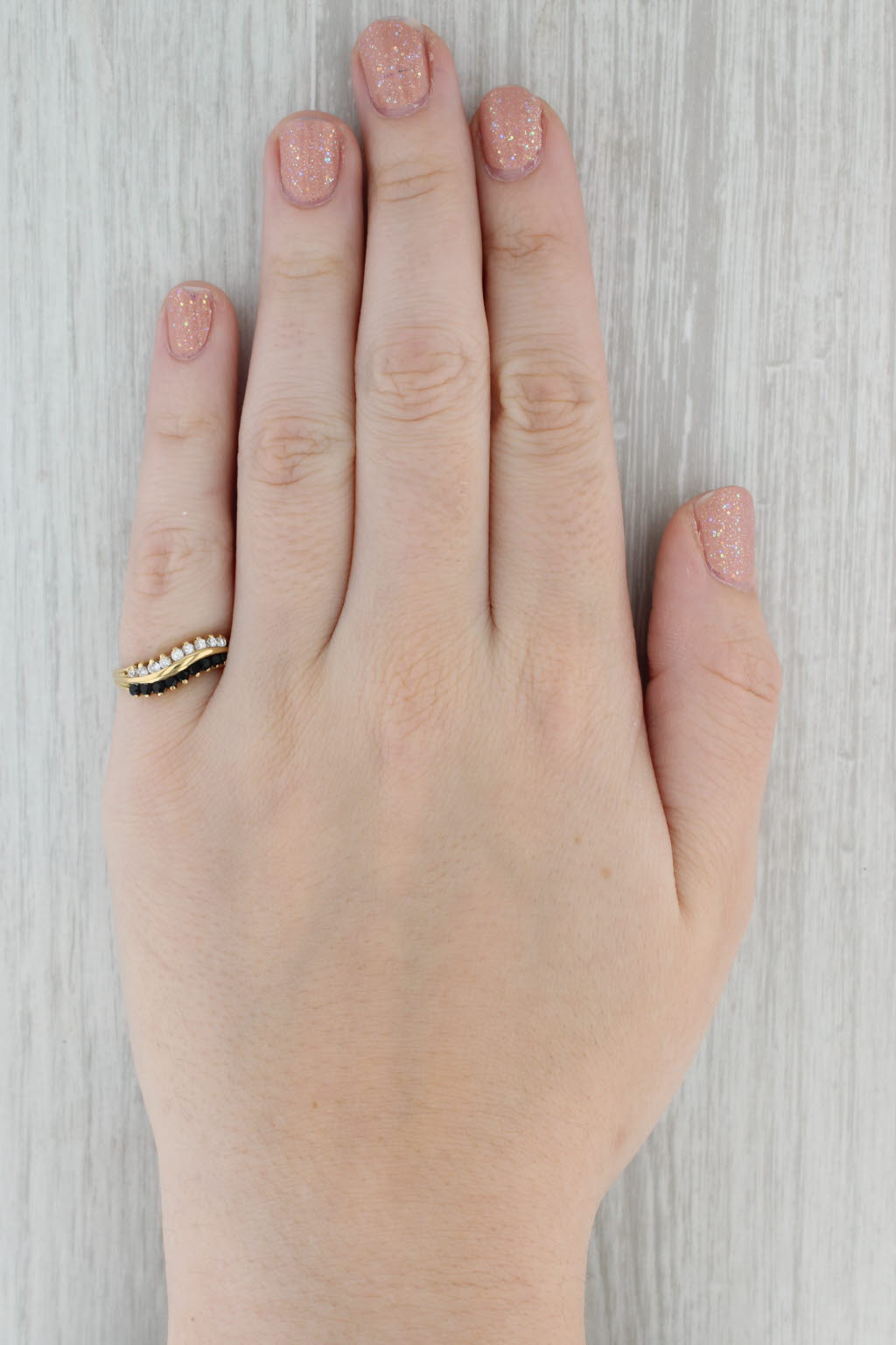 Gray Richard Klein Onyx Cubic Zirconia Ring 10k Yellow Gold Size 6 Contoured Band