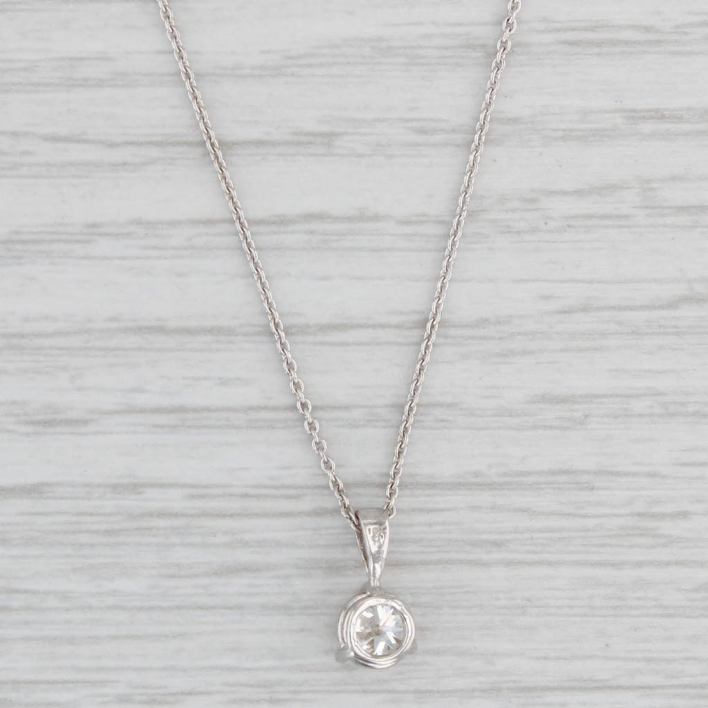 Light Gray 0.70ct Diamond Solitaire Pendant Necklace 18k White Gold 18" Cable Chain GIA VS2