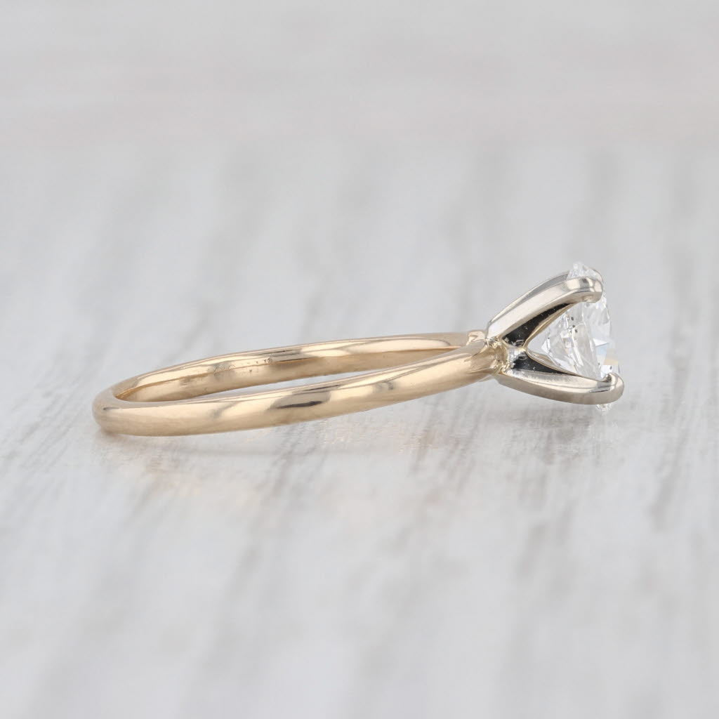 0.90ct Diamond Oval Solitaire Engagement Ring 14k White Yellow Gold Size 6 GIA