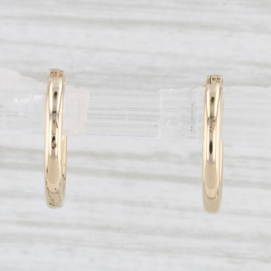 Light Gray Small Hoop Earrings 14k Yellow Gold Snap Top Round Hoops