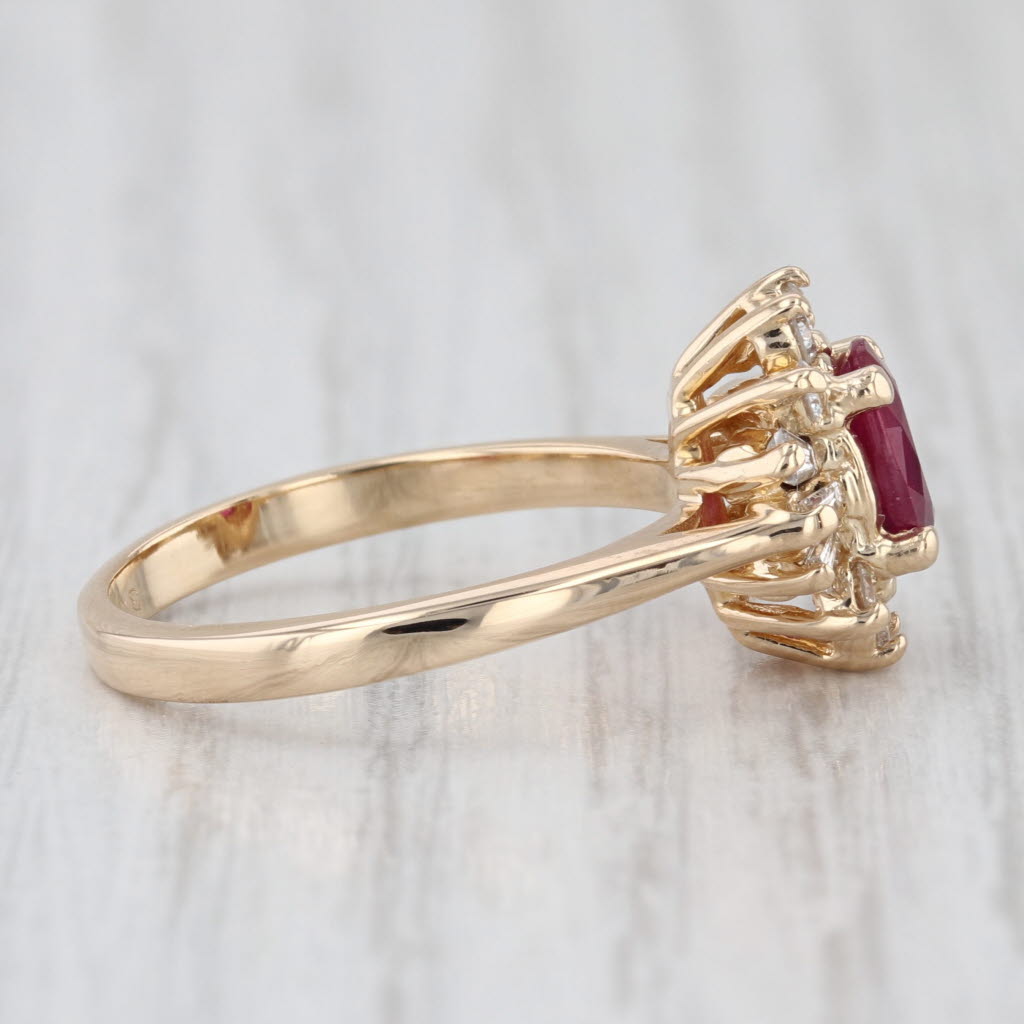 1.40ctw Ruby Diamond Halo Ring 14k Yellow Gold Size 6.75