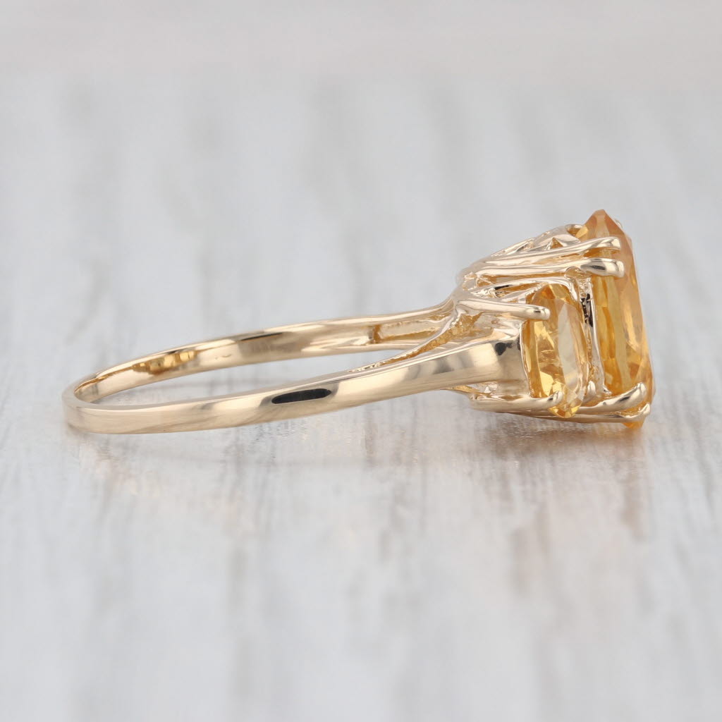 3.15ctw Oval Citrine 3-Stone Ring 14k Yellow Gold Size 8.25