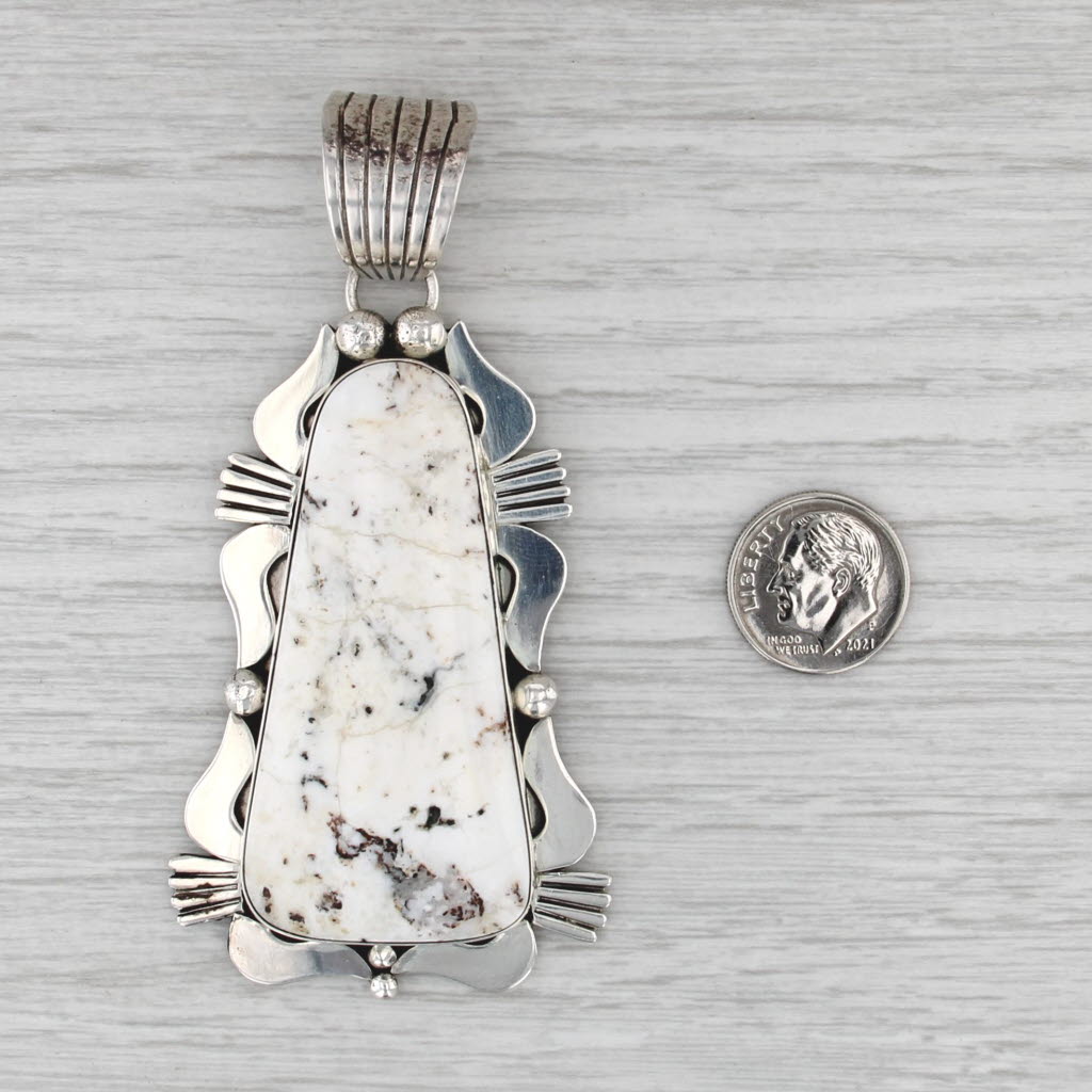 Spencer Navajo White Buffalo Howlite Pendant Sterling Silver Native American
