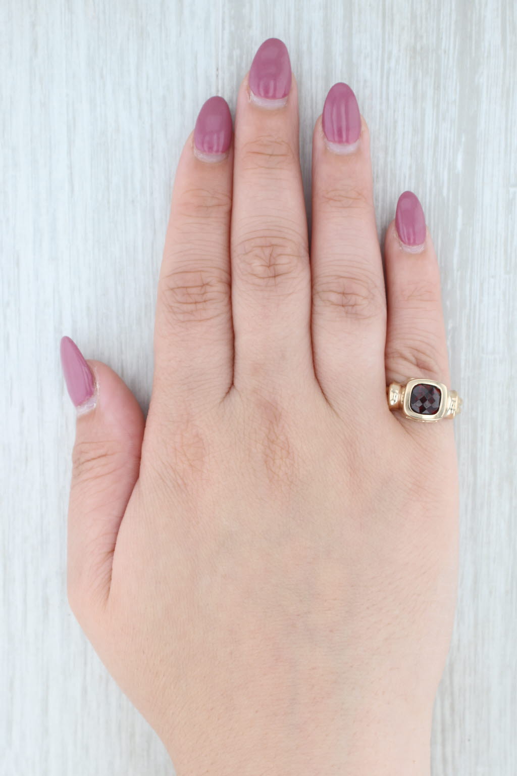 Light Gray Garnet Solitaire Ring 14k Yellow Gold Size 6.25