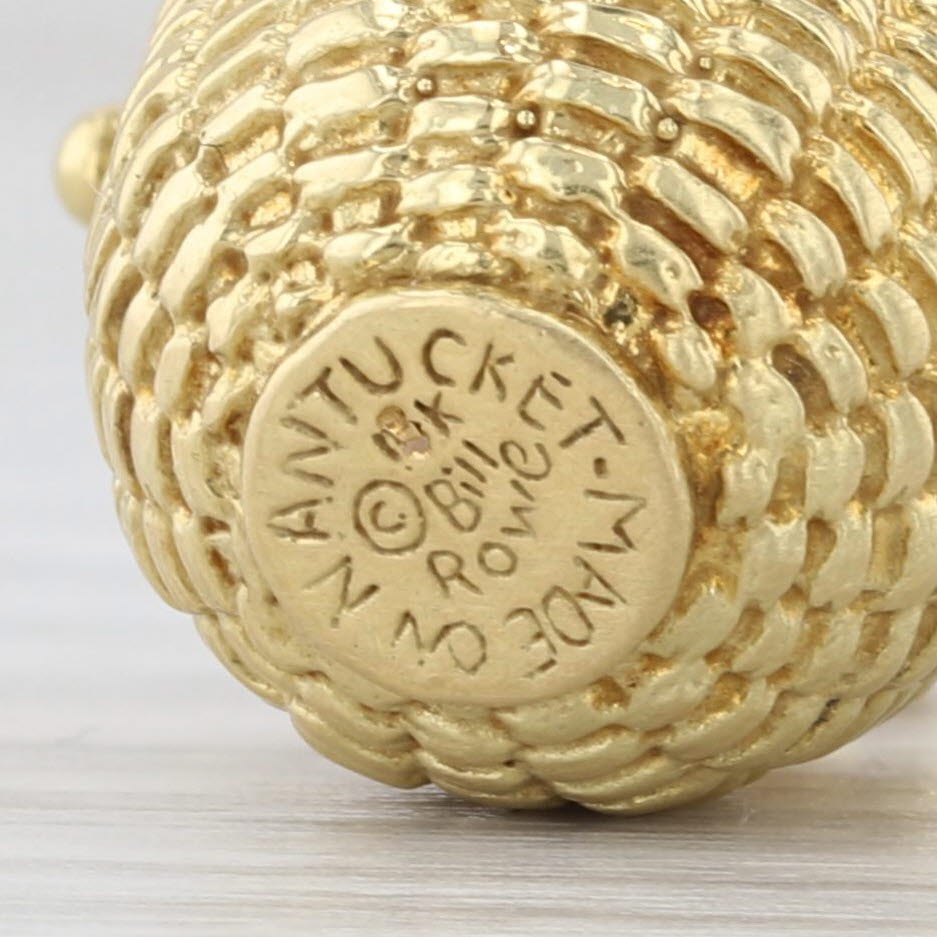 Tan Nantucket Basket Charm Bill Rowe Souvenir Pendant 18k Yellow Gold