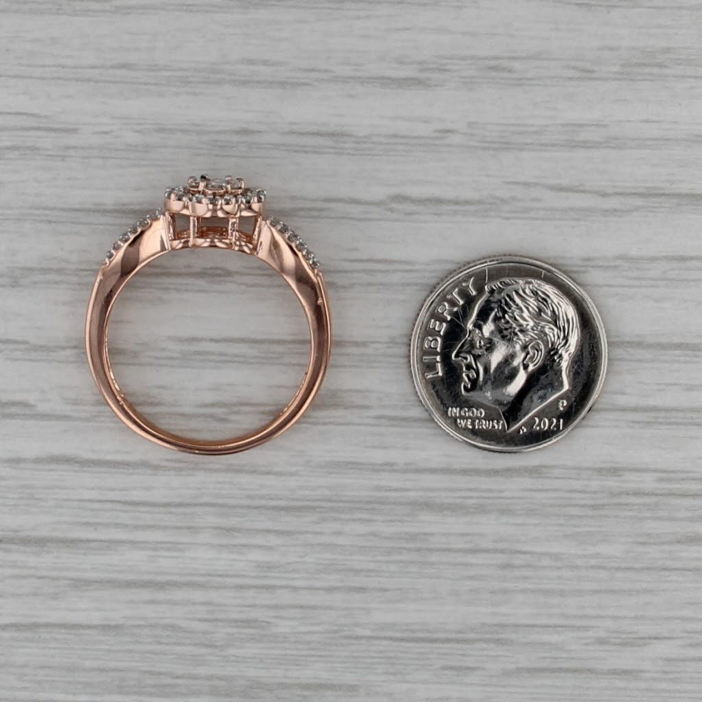 0.25ctw Diamond Flower Cluster Engagement Ring 10k Rose Gold Size 8